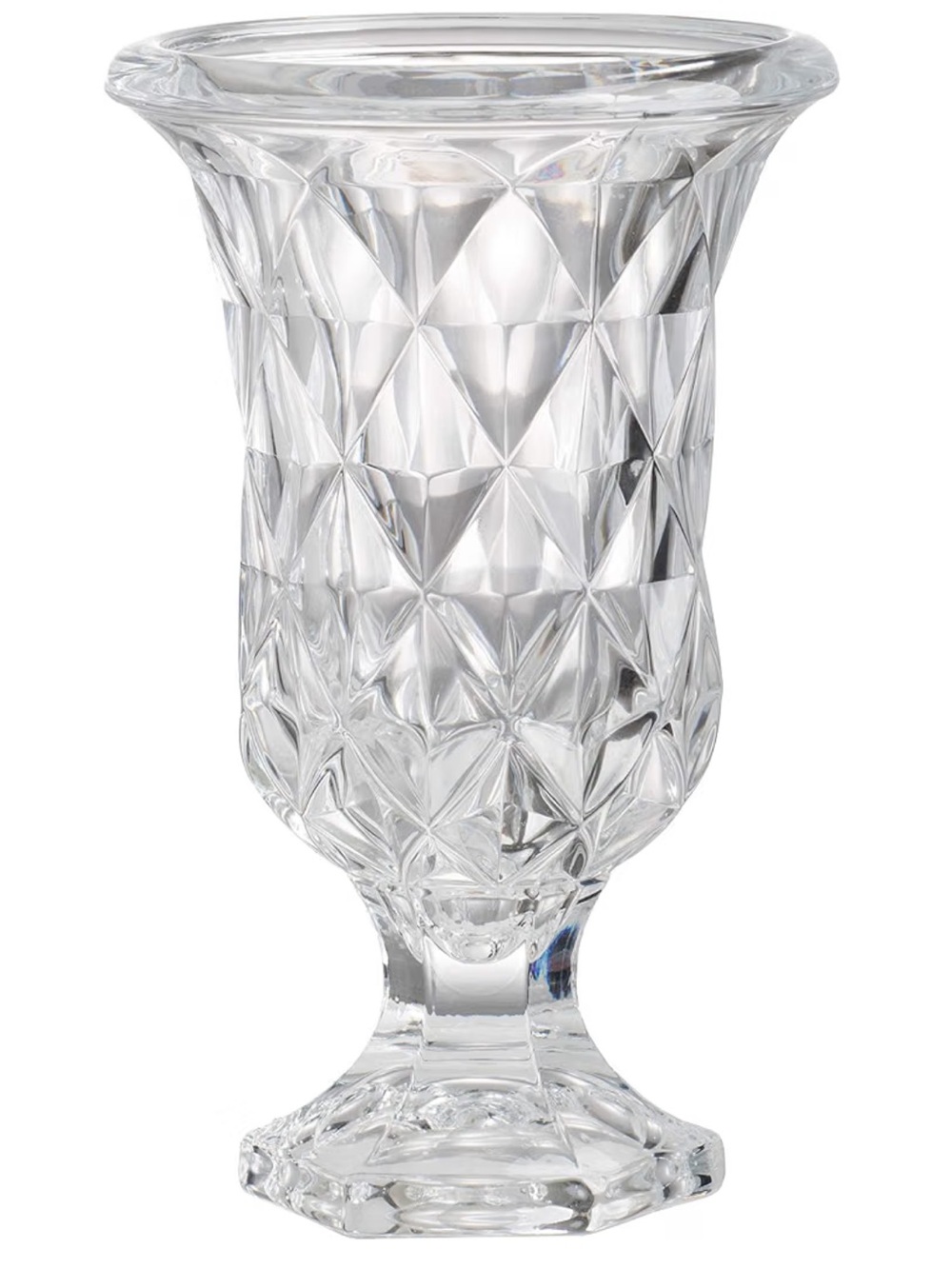 Diamond Cut Glass Urn Vase